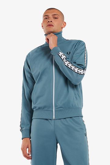 Kurtka Fred Perry Taped Track Damskie Szare Niebieskie | PL 1915FDNM